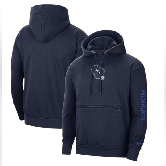 Nike Mens Milwaukee Bucks 2020/21 City Edition Courtside Pullover Hoodie NBA XXL - Picture 1 of 16